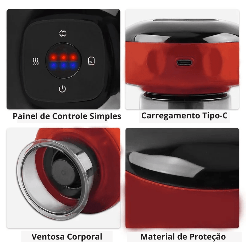 Ventosa Elétrica Recarregável - Reduz Gordura Localizada Sem Fio