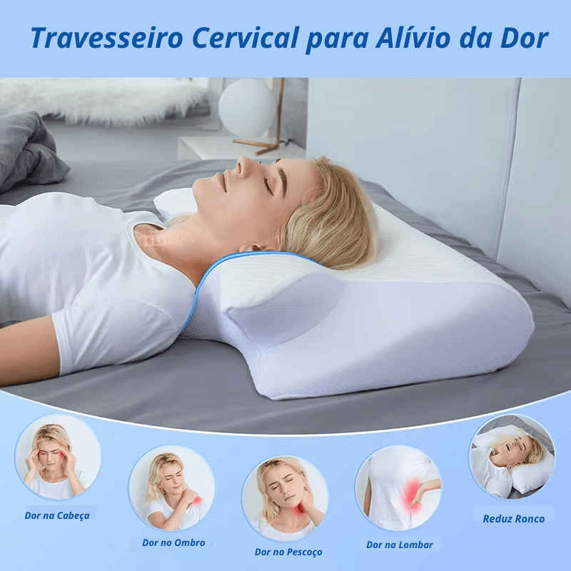 Travesseiro Cervical Ortopédico 2 em 1 de Espuma de Memória para Dor no Pescoço