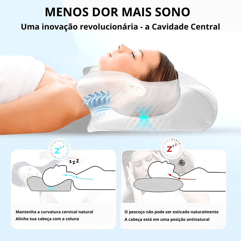 Travesseiro Cervical Ortopédico 2 em 1 de Espuma de Memória para Dor no Pescoço